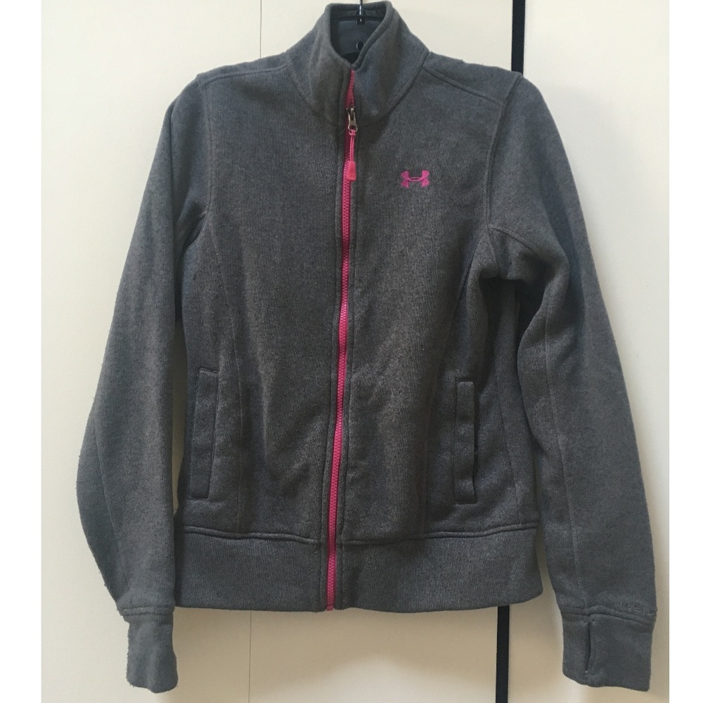 Under Armour gray and pink zip fleece